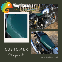 Motorbike Seat Refurbished to Dark Green with TRG VinylDye